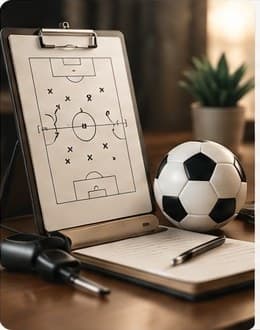Match tactics board and football